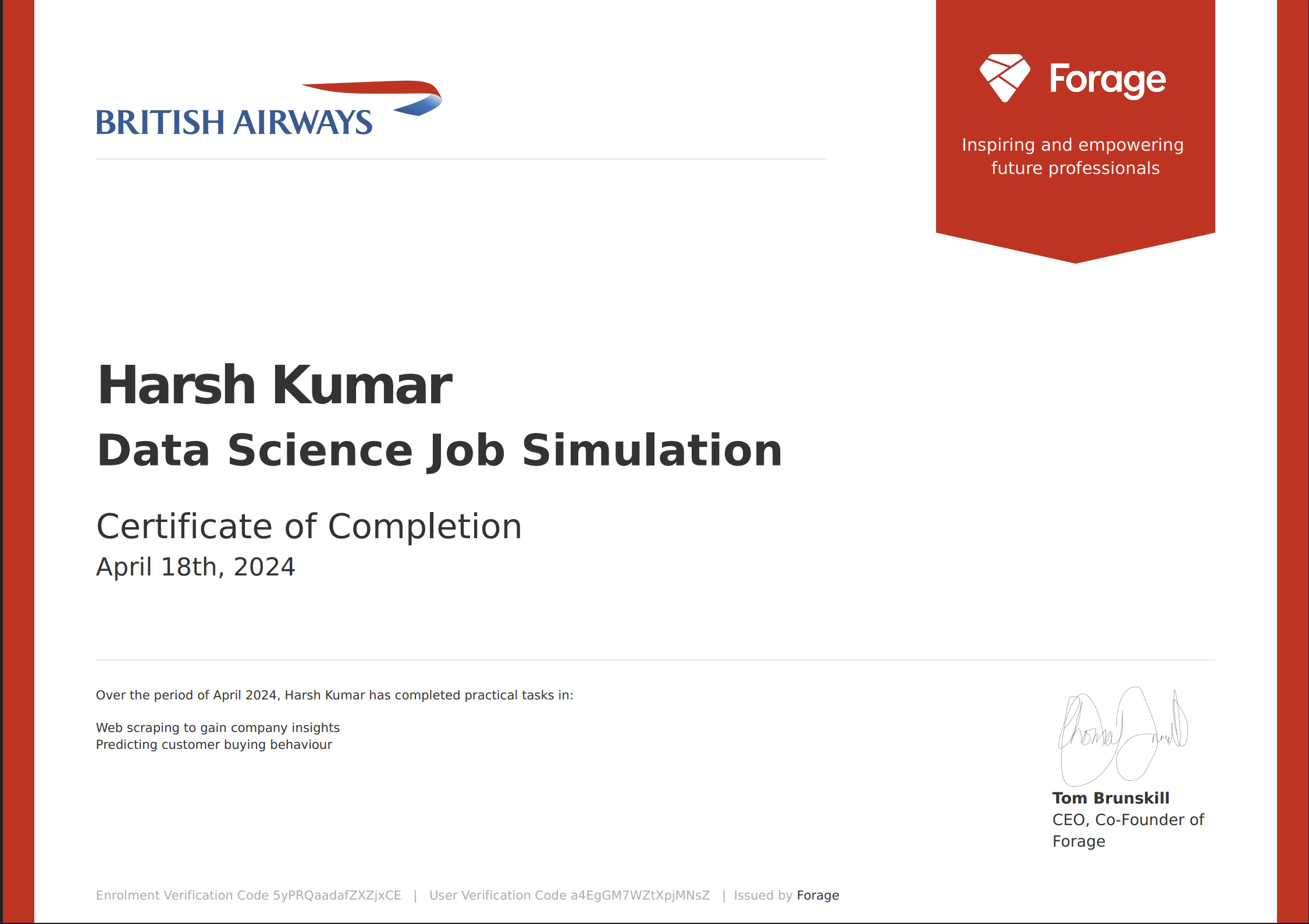 Data Science Job Simulation Certificate